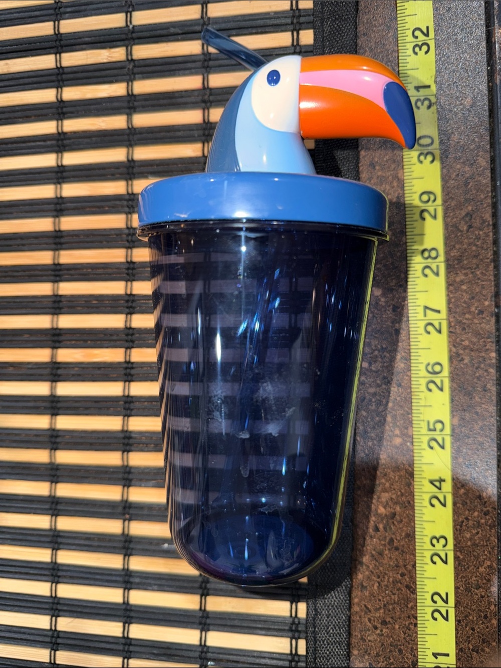 Toucan Tumbler Cup with Lid and Straw - Blue